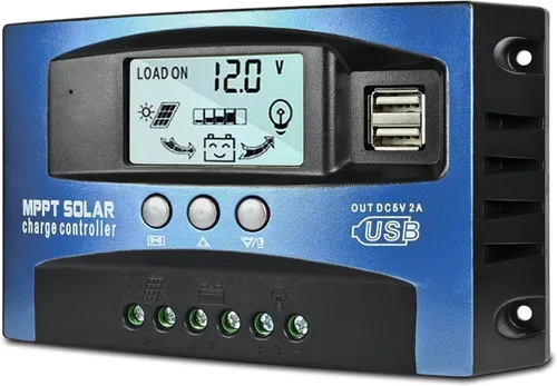 Vista 9 de Controlador de carga solar de 30A [Actualizado], regulador inteligente de batería de panel solar negro con puerto USB dual 12V/24V PWM, parámetro