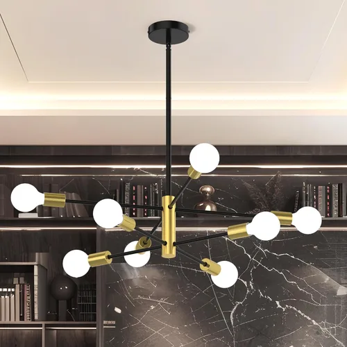 Vista 10 de Sputnik Araña de 12 Luces, Moderna de Mediados de Siglo, Lámpara de Techo de Altura Ajustable para Comedor, Isla de Cocina, Sala de Estar