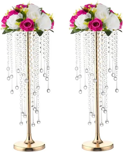 Vista 8 de 10 jarrones altos para centros de mesa, soporte de flores plateadas para bodas, fiestas, centros de mesa, decoración del hogar, plomo de carretera