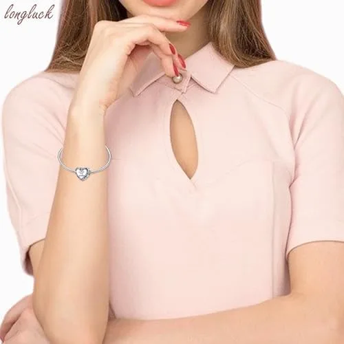 Vista 6 de Abalorio de plata de ley 925 para pulseras y collares Pandora para mujer, circonitas cúbicas 5A, cuentas de joyería