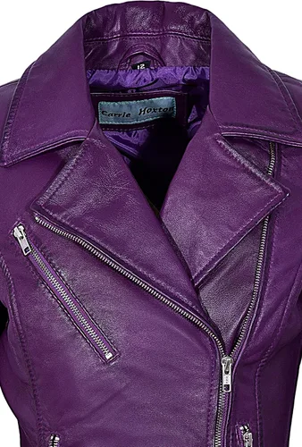Vista 6 de Chaqueta de piel auténtica para mujer, elegante, diseño de moda, suave, estilo motociclista, estilo 9334
