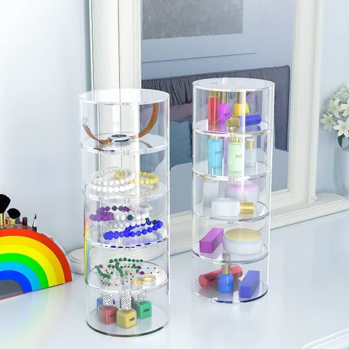 Vista 5 de NIUBEE Organizador de cinturón, acrílico con 5 capas, estuche de cinturón, soporte y exhibición para accesorios como joyería, reloj, pulseras