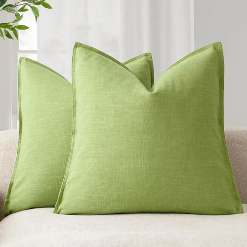 Vista 33 de Foindtower - Juego de 2 fundas de almohada decorativas de lino sólido, suave y con acento, fundas de cojín estilo bohemio y campestre, neutrales