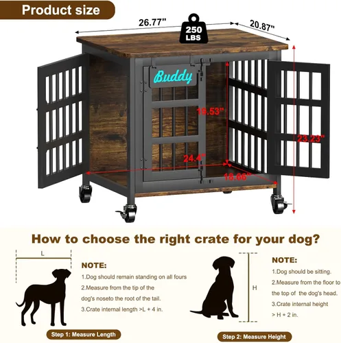 Vista 6 de EasyCom Jaula para Perros de Alta Resistencia para Interior con Etiqueta de Nombre, Mueble de Jaula para Perros de 27 Pulgadas para Perros Pequeños