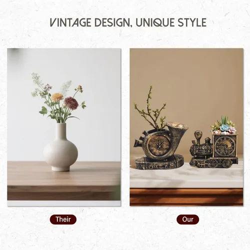 Vista 4 de Macetas de suculentas de estilo retro con drenaje, maceta para interior/exterior, macetas nostálgicas de cactus/bonsai para decoración del hogar