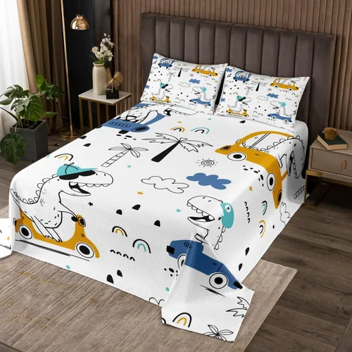 Vista 9 de Juego de colcha con temática de caballito de mar con temática de criaturas oceánicas para niños, niñas, adolescentes, decoración de habitación de un