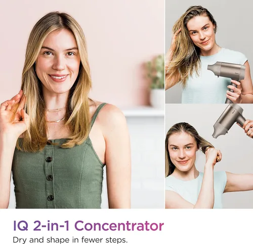 Vista 5 de Shark HD112BRN HyperAIR - Secador de pelo de secado rápido con concentrador 2 en 1 IQ y accesorios de peinado, preajustes automáticos, cepillo