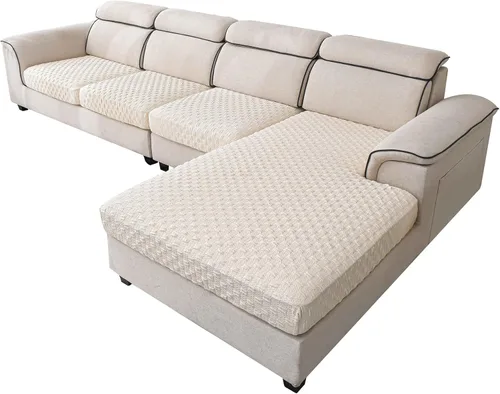 Vista 11 de LUFEIJIASHI Fundas para sofá seccional, fundas de cojín en forma de L para sofá seccional, fundas elásticas para sofá seccional, protector de Negro