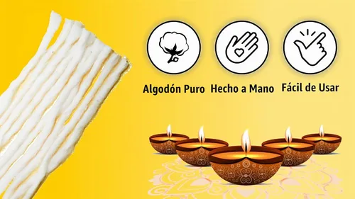 Vista 2 de IS4A Puja Cotton Mechas Religous Long Jyot Bati Akhand Lámpara de aceite Diya Diwali Iluminación (Largo)