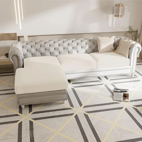 Vista 11 de EFELIM Funda de cojín seccional de 4 piezas para sofá en forma de L, funda elástica para sofá de 1, 2, 3 asientos, funda antideslizante para sofá