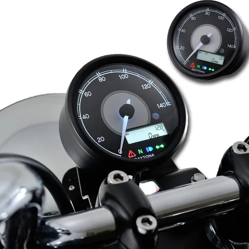 DAYTONA Velona - Medidor de motocicleta que muestra el velocímetro MPHKMH y tacómetro RPM, odómetro, 2 medidores de viaje, indicadores, iluminación