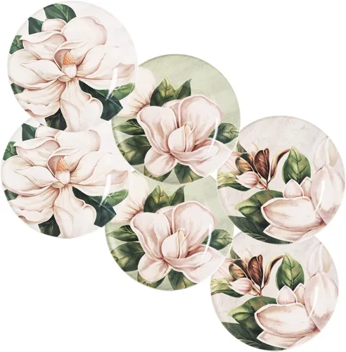 Vista 9 de Bico Blossom Symphony - Juego de 6 platos pequeños de 6 pulgadas de cerámica para aperitivos, postres, para bocadillos, ensaladas, decoración