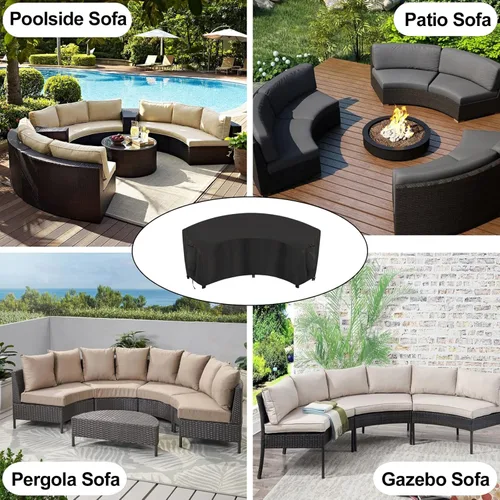 Vista 7 de OutdoorLines Funda seccional curvada impermeable para exteriores, resistente a los rayos UV, resistente al viento, para terraza, césped y patio