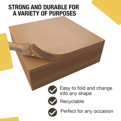 Vista 2 de Crown Display Hojas de papel kraft – 15 x 15 pulgadas – 480 hojas de papel de regalo marrón – Papel de manualidades resistente para envío – Papel