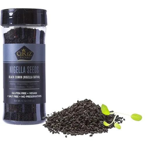 Cerez Pazari - Semillas de nigella de 7 onzas, semillas de comino negro, semillas de nigella de alcaravea negra, Nigella sativa natural, kalonji