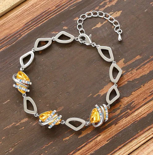 Vista 3 de Leafael Wish Stone Link Charm Bracelet with Birthstone Crystals, Rose Gold Plated or Silver-tone, 7"+2