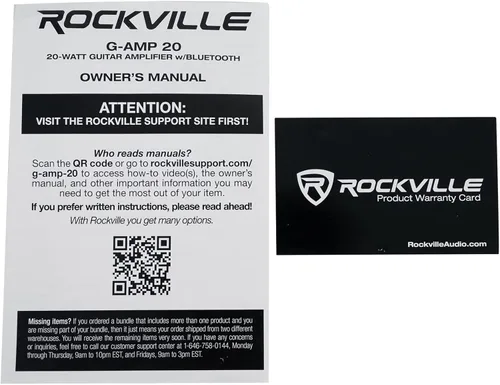 Vista 8 de Rockville G-AMP - Amplificador combo de guitarra de 20W con Bluetooth, delay, entradas duales de guitarra, limpio/overdrive, controles de EQ