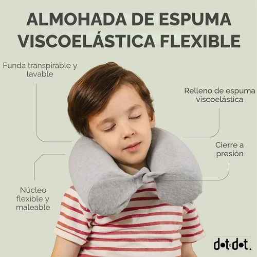 Vista 6 de Dot&Dot Almohada de viaje para niños de espuma viscoelástica Twist para aviones, almohadas para el cuello para viajes, dormir, almohada de avión