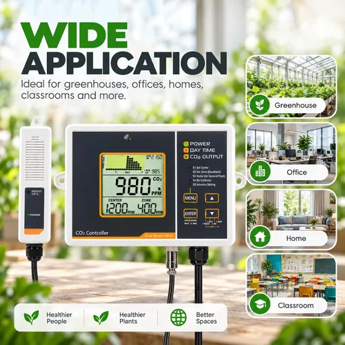 Vista 8 de Controlador de CO2 con sensor de CO2 NDIR con cable, controlador de dióxido de carbono enchufable, el monitor de CO2 puede adaptarse con regulador