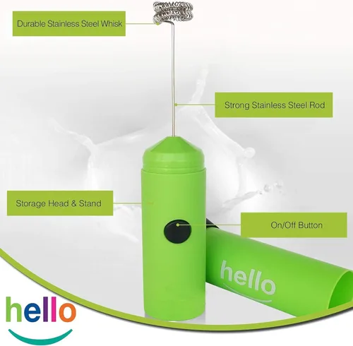 Vista 4 de MATCHA DNA HELLO Espumador de leche – Cabezal doble batidor, máquina de espuma eléctrica de mano con pilas para café a prueba de balas, lattes