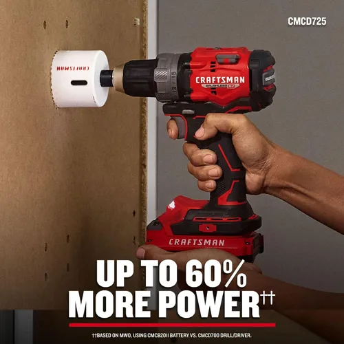 Vista 5 de CRAFTSMAN 20V RP Taladro inalámbrico y destornillador de impacto, kit combinado de 2 herramientas de herramientas eléctricas sin escobillas, luz