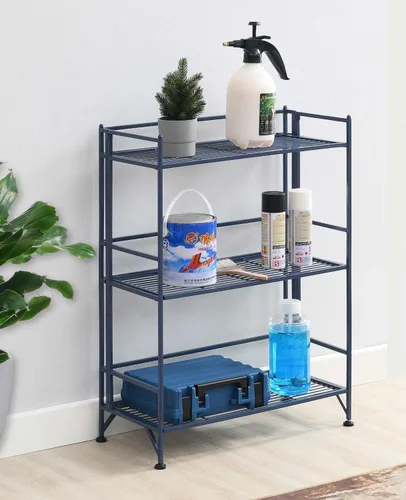 Vista 2 de Convenience Concepts Xtra Storage Shelves-3-Tier Wide Folding Metal, Modern Shelves Display in Living Room, Bathroom, Office, Kitchen, Garage