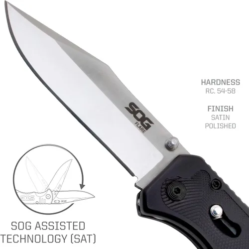 Vista 4 de SOG Flare - Navaja plegable y de bolsillo + navaja táctica plegable Kershaw Appa