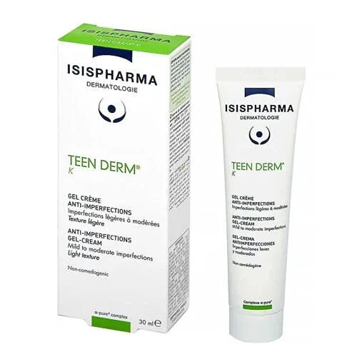 SKIN ISIS PHARMA TEEN DERM K Anti Imperfections Gel Cream Acné Propenso Blackheads Cuidado de la Piel Amantes