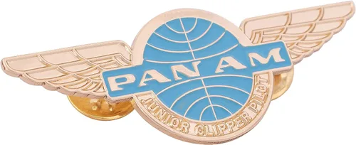 Vista 2 de Pan Am Airways - Pin de solapa con logotipo de aerolínea esmaltado hecho de metal Junior Clipper Pilot (diseño de pin de solapa 4), Bronce, Sin