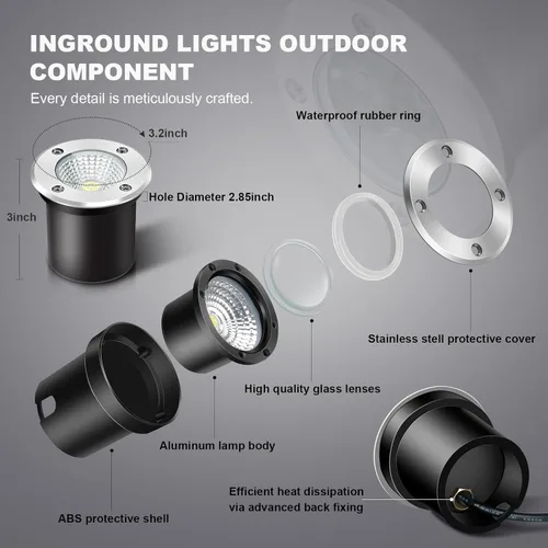 Vista 4 de Paquete de 8 luces RGB de bajo voltaje que cambian de color con Connecotrs 3W LED 12V luces interiores al aire libre impermeables bien iluminación