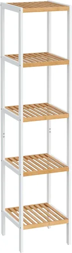 Vista 13 de SONGMICS Estantería de almacenamiento de bambú, estantería de 4 niveles, multifuncional, en la entrada, baño, sala de estar, balcón, cocina, 13 x 13