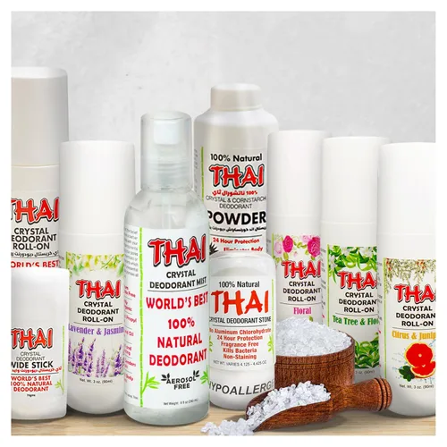 Vista 6 de Thai Crystal - Desodorante de cristal natural y almidón de maíz, polvo corporal para pies, sin perfume, 4 onzas