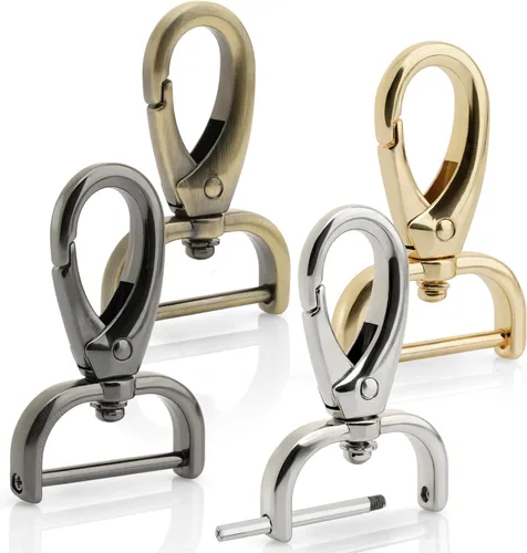 Vista 7 de CRAFTMEMORE 2 piezas de cierre giratorio de gancho a presión desmontable con barra de tornillo bolsa de reemplazo de hardware VT501