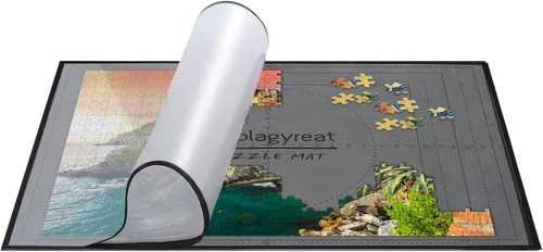 Vista 2 de Tapete para mesa de rompecabezas, 1000, 500 piezas, protector con cubierta, superficie antideslizante, portátil, grande, soporte de mesa