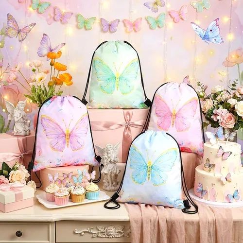 Vista 6 de Censen 24 piezas de bolsas con cordón, conjunto a granel, 12 x 10 pulgadas, bolsas de regalo con temática de princesa y príncipe, bolsas de regalo