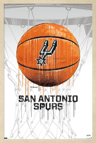 Vista 5 de Trends International NBA San Antonio Spurs - Póster de pared Drip Basketball 21, 22.375 x 34 pulgadas, versión premium sin marco