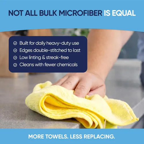 Vista 6 de Microfiber Wholesale Toallas multiusos de 16" x 16" (amarillas, paquete de 200)