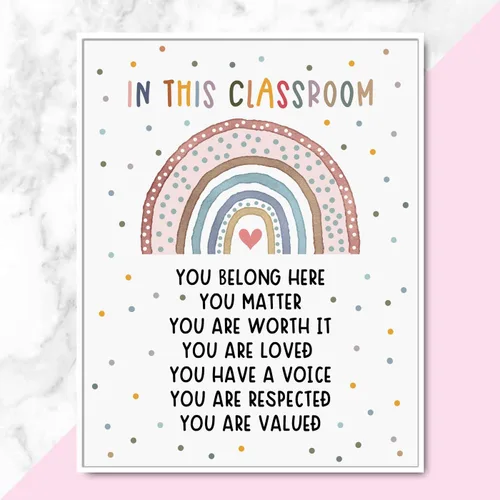 Vista 4 de Boho Rainbow Classroom Decor, Bulletin Board Decor, Diversity Classroom, Daycare Print, Preschool Decor, Elementary Wall Decor, Classroom Decor
