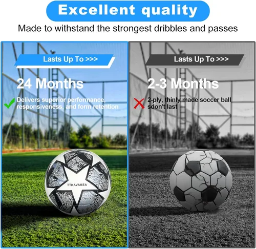 Vista 5 de Soccer Ball Size 5,Waterproof PU Leather,Official Match Ball