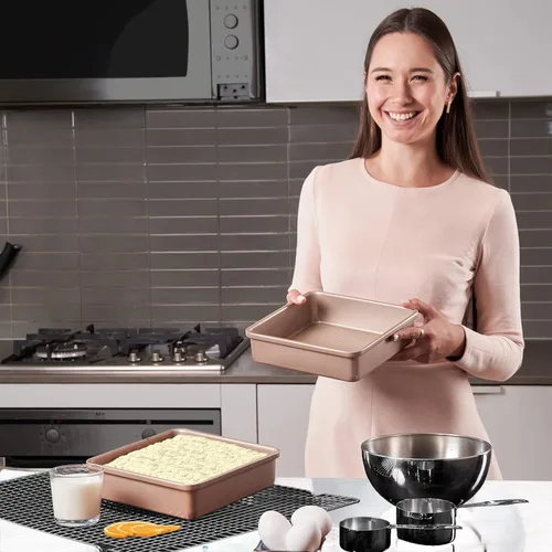 Vista 9 de Ultra Cuisine Molde cuadrado antiadherente para tartas, horneado y asado uniforme, fácil de limpiar, calidad duradera, textura resistente a