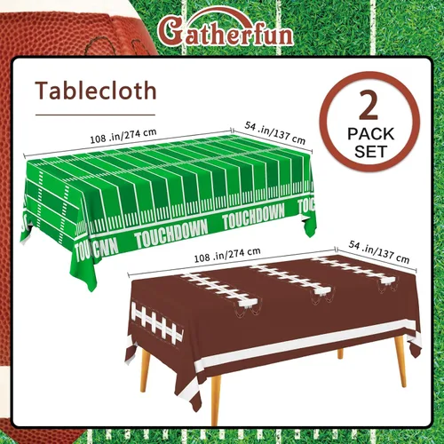 Vista 2 de Gatherfun Decoraciones de Fiesta de Fútbol Americano Mantel Desechable de Plástico Cubierta de Mesa Touchdown para Decoración de Cumpleaños Fiesta