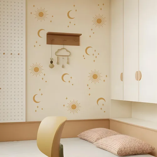 Vista 19 de QUCHENG Vinilos de Pared Boho para Dormitorio de Niñas, Calcomanías Extraíbles para Guardería, Decoración de Habitación para Niños, Murales