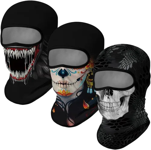 Vista 33 de Red Plume 3 piezas Pasamontañas Máscara de Cara Completa Máscara de Esquí Protección UV Cubierta Máscara de Cara Completa para Motocicleta