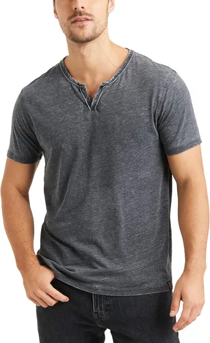 Lucky Brand Venice Burnout - Camiseta de cuello con muesca y dos botones para hombre