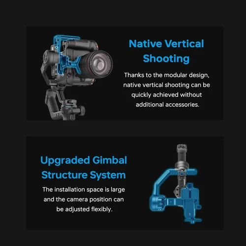 Vista 5 de FeiyuTech SCORP-C2 estabilizador de cardán para cámara, estabilizador de video profesional de 3 ejes con seguimiento de IA integrado, carga útil
