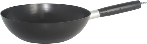 IMUSA Wok antiadherente de acero al carbono de 9.5 pulgadas con mango Cool Touch, color negro