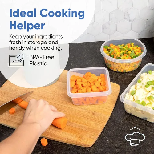 Vista 2 de Chef's Path Recipientes herméticos de almacenamiento de alimentos de 28 piezas con tapas de fácil presión, 14 recipientes y tapas, recipientes