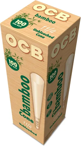 Vista 4 de OCB Conos de papel de liar preenrollados de bambú sin blanquear 1-1/4 (3.307 in) Tamaño - 100 conos