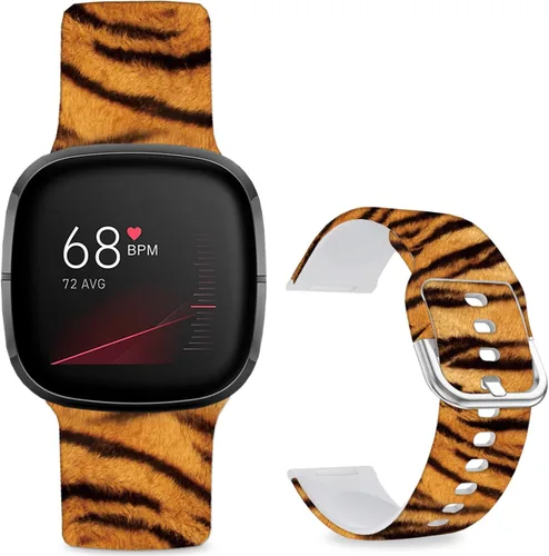 Vista 9 de Correas de reloj de dibujos animados con estampado floral compatibles con Fitbit Versa 4/Versa 3/Fitbit Sense 2/Sense Band de silicona suave