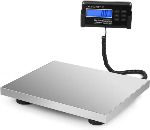 Vista 6 de Flexzion Básculas postales de envío digital industrial, peso máximo 440.9 lbs, 440 libras, pantalla de retroiluminación LCD, adaptador de CA